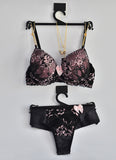 lingeri pink with black ensemble